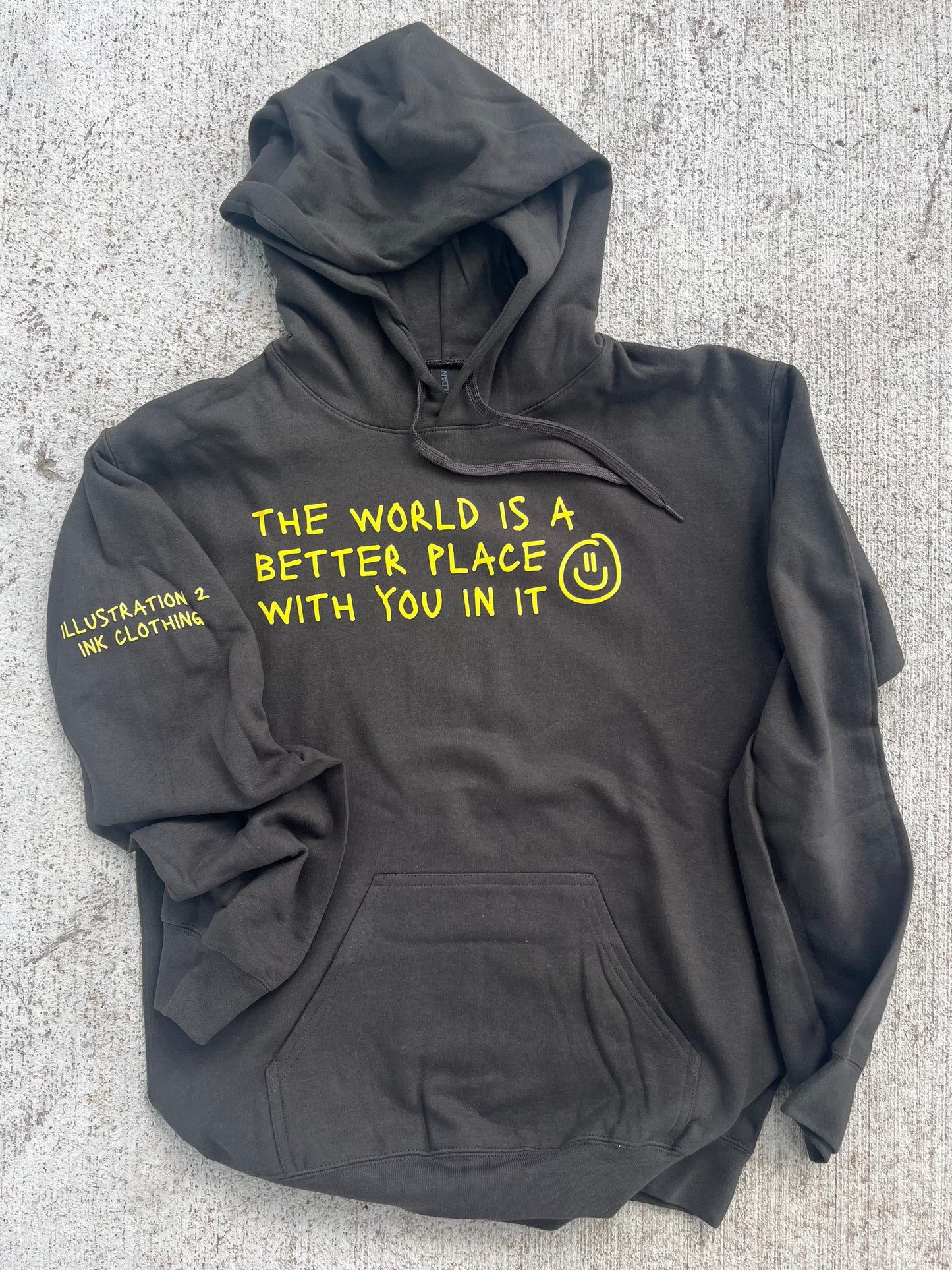 the world is better with u - dark grey hoodie