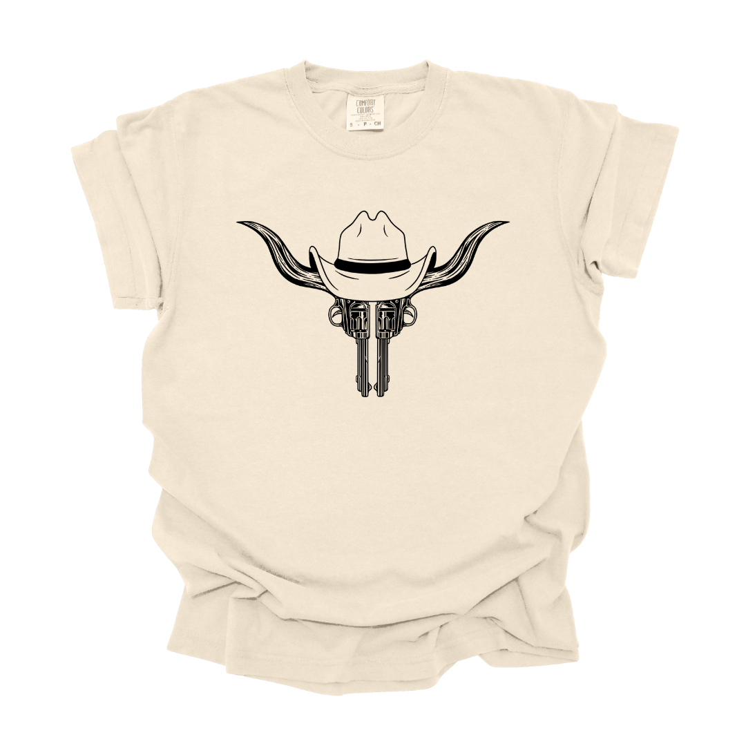 Pistol Cow Skull - Tee