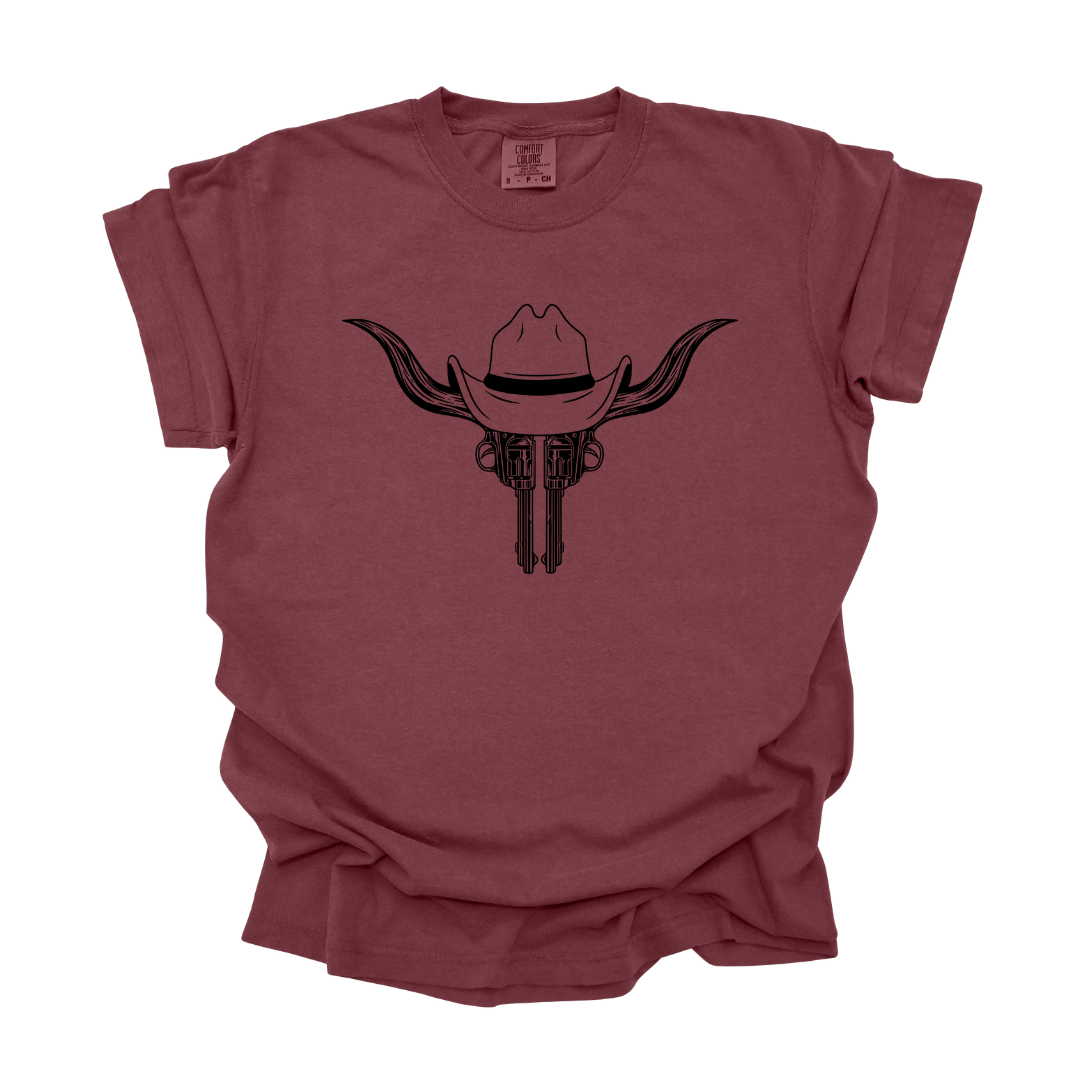 Pistol Cow Skull - Tee