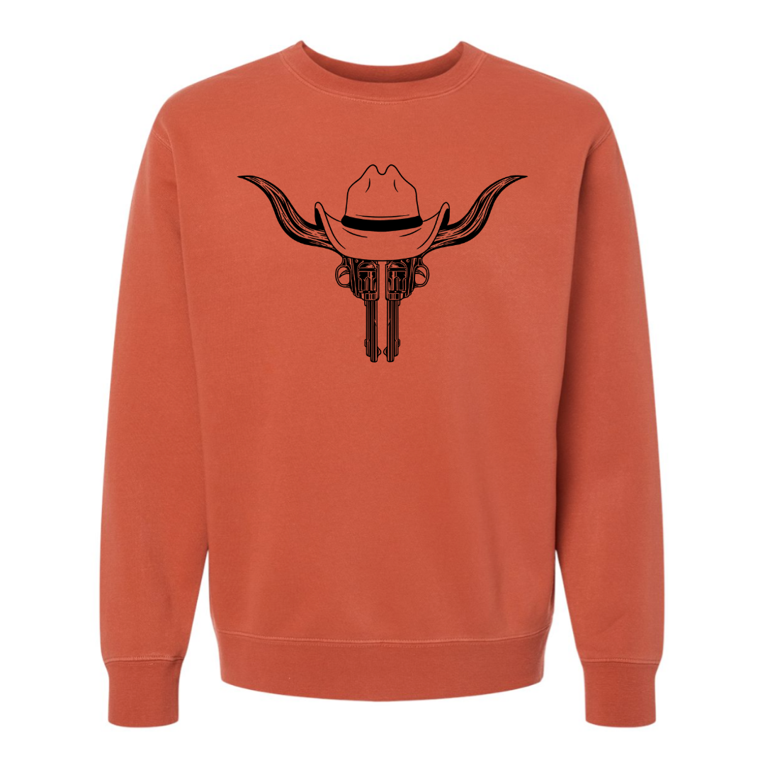 Pistol Cow Skull - Crew Sweatshirt