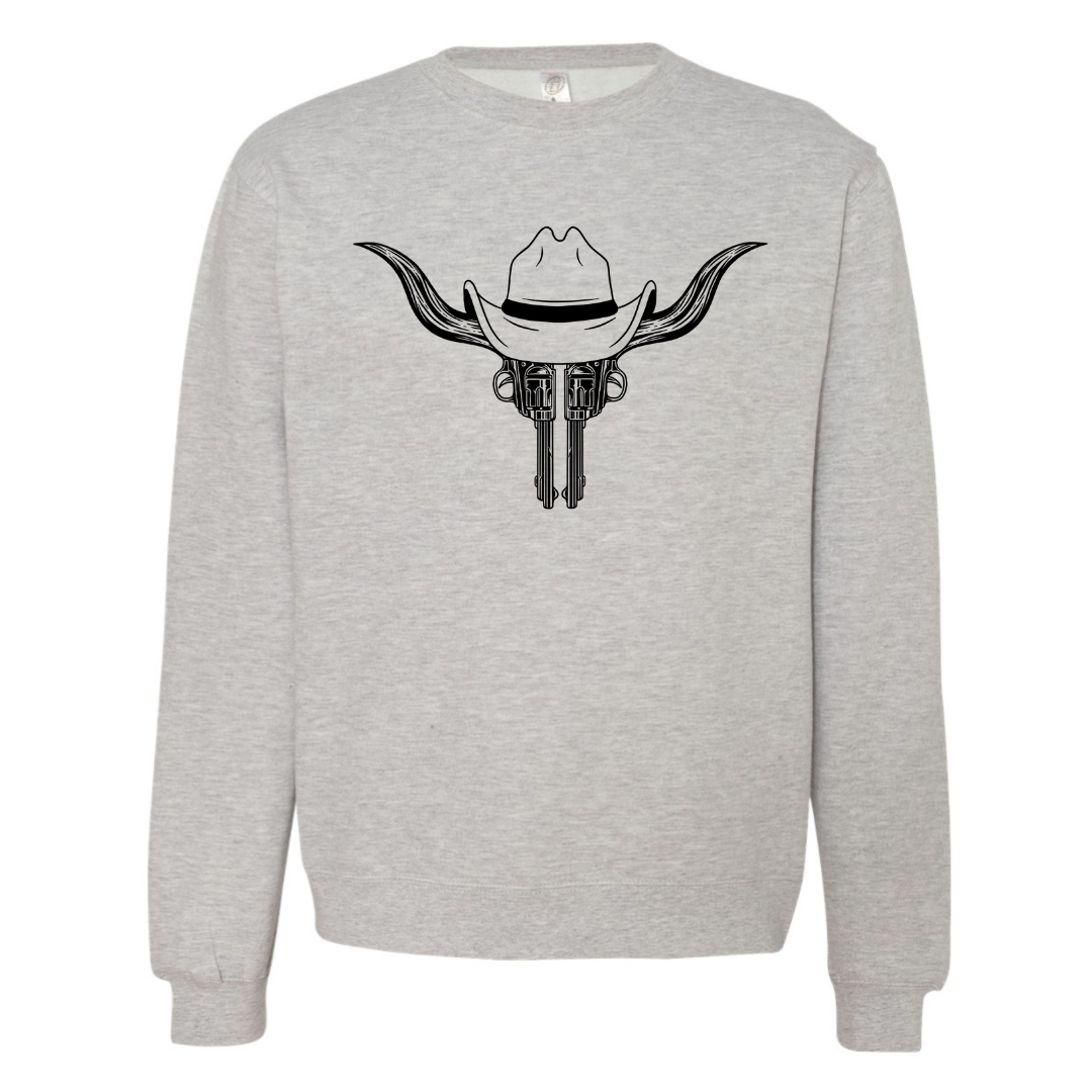 Pistol Cow Skull - Crew Sweatshirt