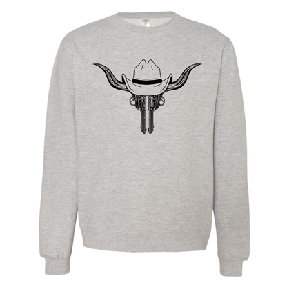Pistol Cow Skull - Crew Sweatshirt