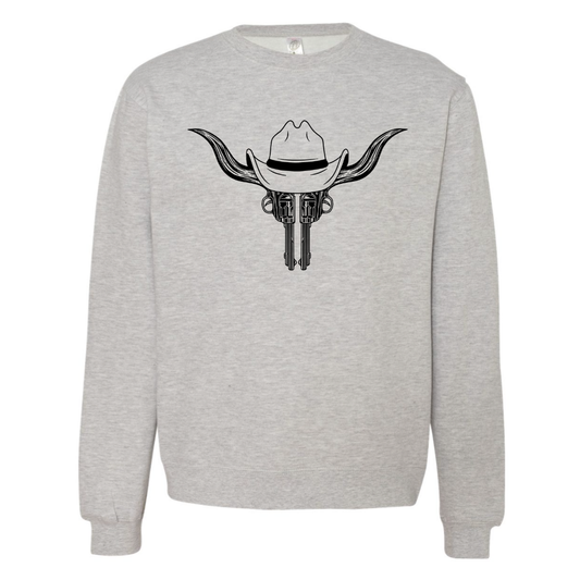 Pistol Cow Skull - Crew Sweatshirt