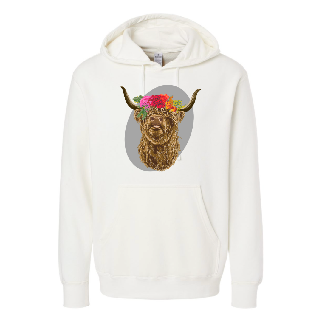 Highland Flower Cow - Hooded Sweatshirt