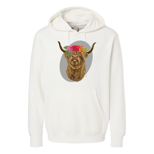 Highland Flower Cow - Hooded Sweatshirt