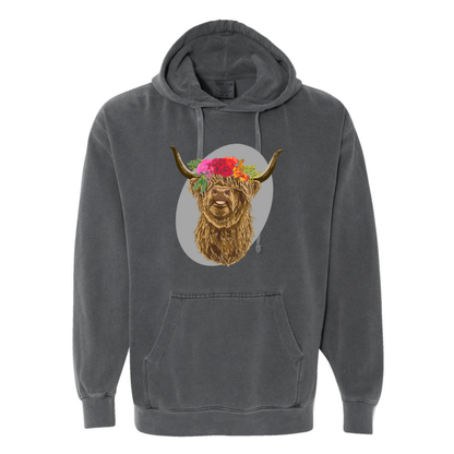 Highland Flower Cow - Hooded Sweatshirt