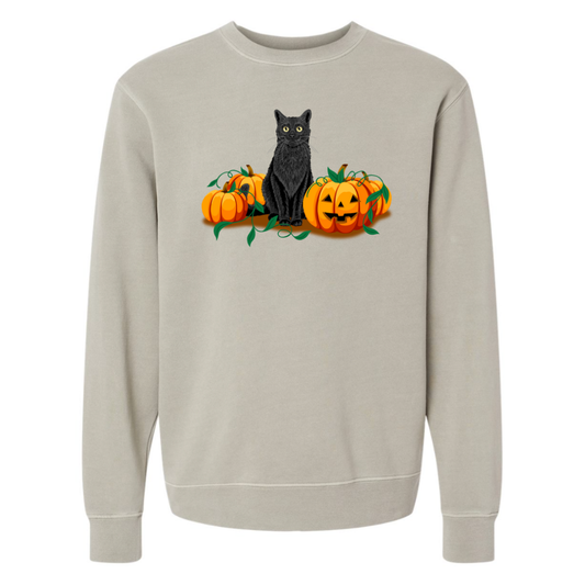 Cat + Pumpkins - Crew Sweatshirt