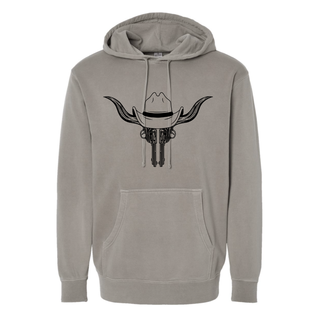 Pistol Cow Skull - Hooded Sweatshirt