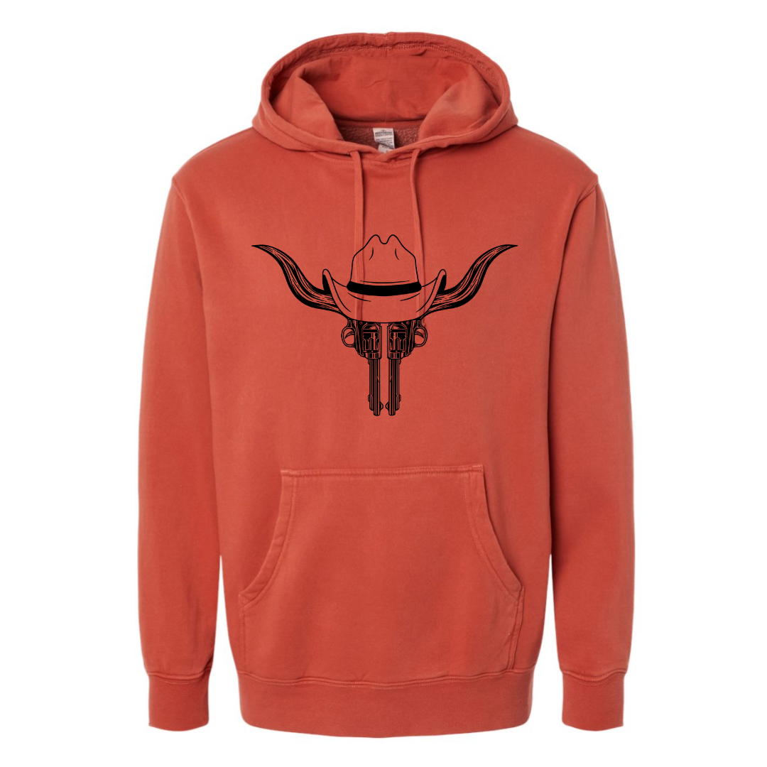 Pistol Cow Skull - Hooded Sweatshirt