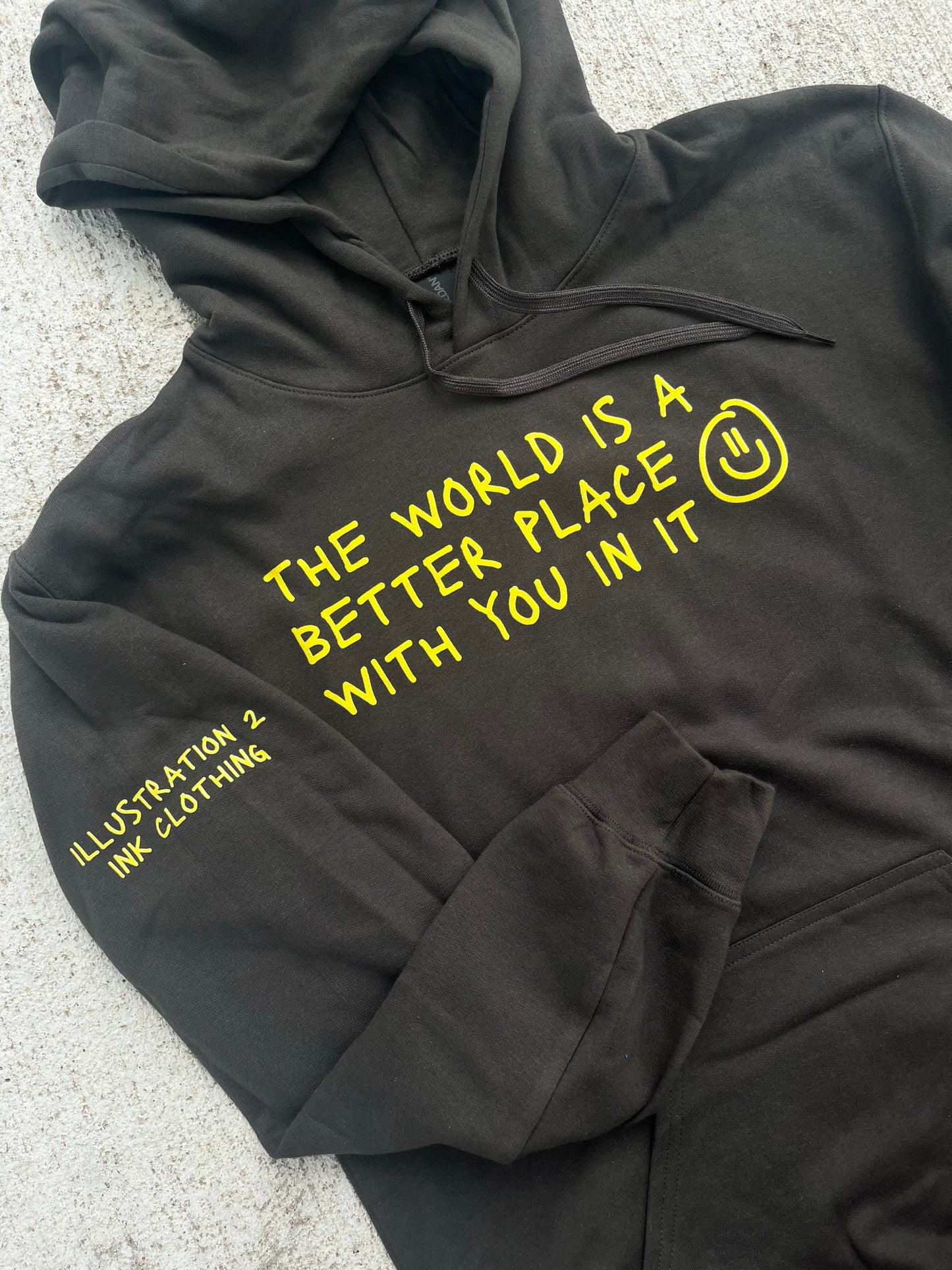 the world is better with u - dark grey hoodie