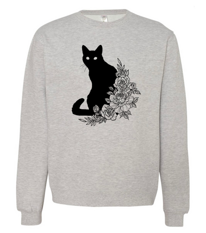 Floral Cat - Crew Sweatshirt
