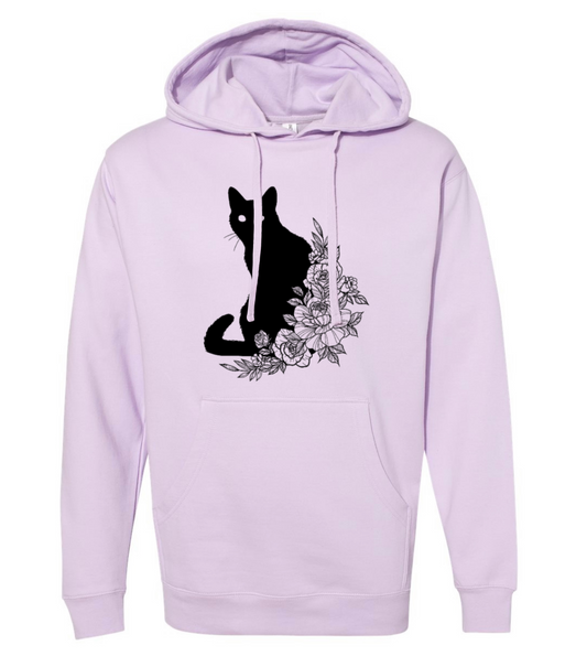 Floral Cat - Hooded Sweatshirt